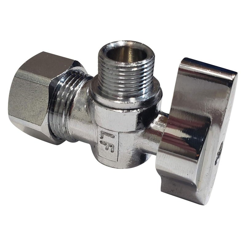 Miiflex Complete Toilet Set Valve 1/2 in. NOM Inlet x 3/8 in. OD Compression Outlet Angle Shut Off + Escutcheon Plate + 12" Long Stainless Steel Braided Brass Nut Water Supply Line - Image 5